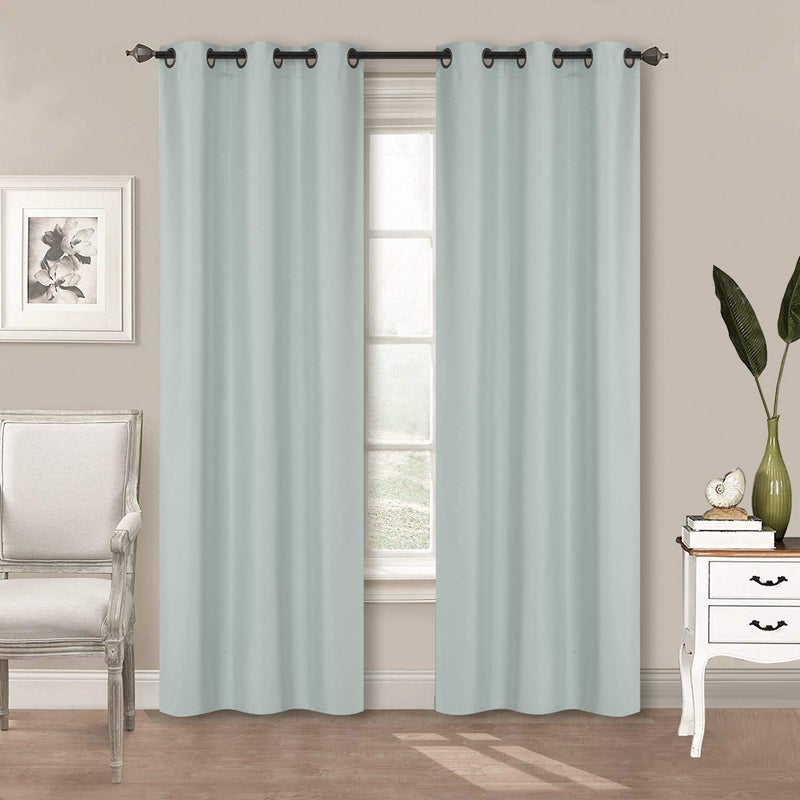 Home Collection 2 Panels 100% Blackout Curtain Set Solid Color with Rod Pocket Grommet Drapes for Kitchen, Dinning Room, Bathroom, Bedroom,Living Room Window New (74” Wide X 83” Long, Slate Blue) - Image 1
